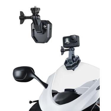 Imagem de TELESIN Acessórios para montagem de câmera com clipe de para-brisa para motocicleta, clipe de liberação rápida para Go Pro 13 12 11 10 9 8 7 DJI Action 5 4 3, compatível com câmera de ação esportiva
