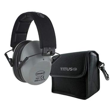 Imagem de TITUS Protetores auriculares premium de baixo perfil da série 2, redução de ruído NRR com classificação ANSI, proteção auditiva EPI industrial, Cinza, With Pouch
