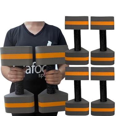 Imagem de Kit 2 Pares de Halteres Hidroginástica Em EVA 3 à 4 Kg DF4013-CZ Cinza e Laranja Dafoca Sports