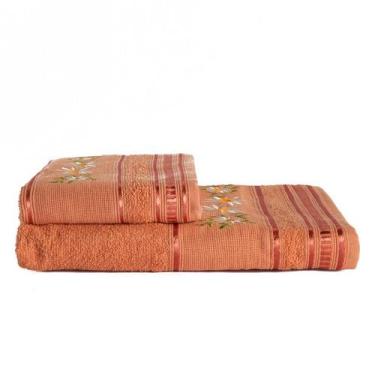 Imagem de Jogo De Toalha De Banho e Rosto 2 Pç Premium Bordada - Dianneli Toalha