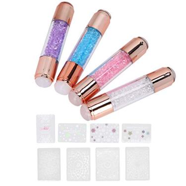 Imagem de 4Sets Manicure Art Stampers - Canetas de Carimbos de Silicone de Ponta Dupla Com Pratos de Estampagem para Unhas para Salão de Unhas Em Casa