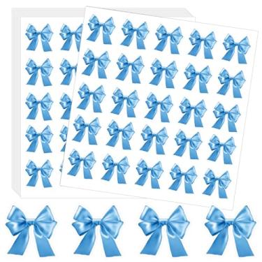 Imagem de 500 pçs adesivo de laço rosa aquarela laço selo adesivo bonito coquete laço papel decalque autoadesivo adesivo rosa coquete laço adesivos envelope embrulho de presente (azul)