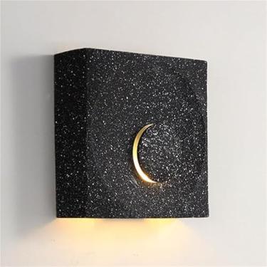 Imagem de Luminárias de parede de cimento para decoração interna, luminárias quadradas E14 para sala de estar, quarto, cabeceira colorida, luz ambiente (preto areia)