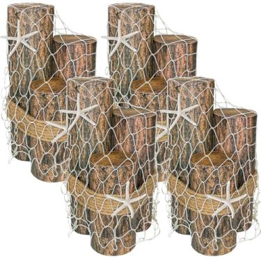 Imagem de 4 conjuntos de 3 peças centrais de mesa de madeira flutuante para artesanato placa de mesa rústica de madeira náutica decoração de mesa de fazenda costeira centros de mesa para decoração de verão