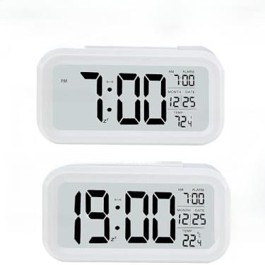 Imagem de Timer Temporizador Cronometro Digital De Relógio De Mesa Led Inteligente Com Despertador Alarme Temperatura E Soneca(KIT2-Preto-grande)