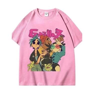 Imagem de Camisetas Gorillaz Colorido Estampadas Moda Casual, Blusa Tendência Ca