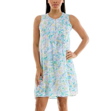 Imagem de Zac & Rachel Vestido feminino sem mangas com detalhe de pintucking frontal, Branco brilhante/Riviera, GG