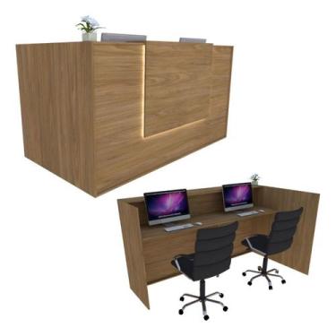 Imagem de Balcão em L Recepção 198cm Freijó Syncro - Premium - Mod 2.1 - Marcena