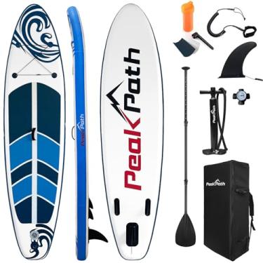 Imagem de Peakpath Prancha De Stand Up Paddle Inflável (6 '' De Espessura) Com Acessórios De Sup Premium E Bolsa, Barbatana Inferior Para Remar, Controle De Surf, Deck Antiderrapante, Trela, Remo E Bomba Manual