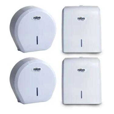 Imagem de 2 Suporte P. Toalha Interfolha - 2 Dispenser Papel Higiênico - Nobre