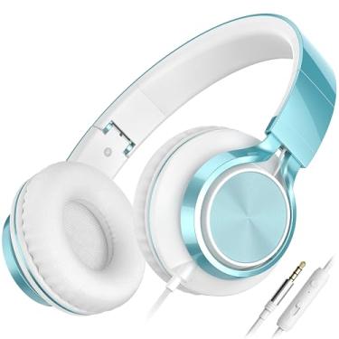 Imagem de Fones de ouvido AILIHEN C8 Supra-auriculares, com microfone e controle de volume, com fio de 3,5 mm para meninos, meninas, smartphones, Chromebook, laptop, tablets, viagens de avião (verde-limão)