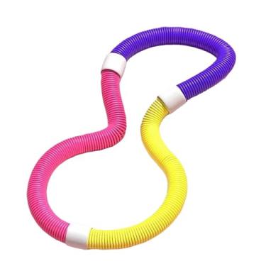 Imagem de Dynwave Aro de ginástica com peso, entretenimento interno, dobrável, design amigável à cintura, aro de mola de 160 cm, Amarelo Roxo 1.3kg