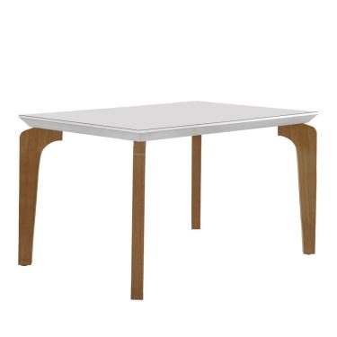 Imagem de Mesa Para Sala De Jantar Liz 120cm Em Mdf E Vidro Off White/ Imbuia/ Serig. Off
