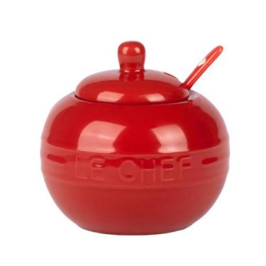 Imagem de Açucareiro 300ml Com Colher Porta Açucar Sal Tempero Louça Ceramica - 