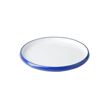 Imagem de Prato de prato frio de porcelana de imitação de melamina redonda de duas cores simples estilo nórdico - 25,4 cm azul e branco duas cores