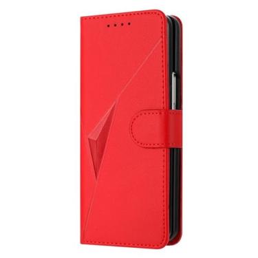 Imagem de LYJSMGZ Capa de couro para Samsung Galaxy Z Fold 6, porta-cartões fashion flip fólio proteção completa capa de telefone borda macia à prova de choque, vermelha, dobra 6