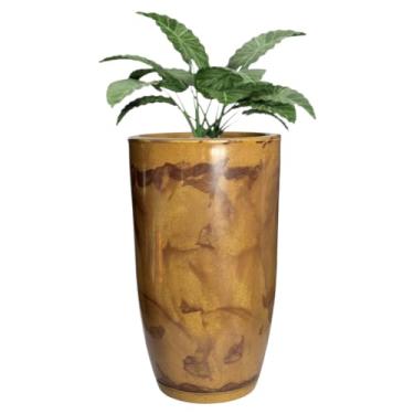 Imagem de Vaso Grande Polietileno Plantas Marmorizado Jardim Varanda 48cm (Dourado)