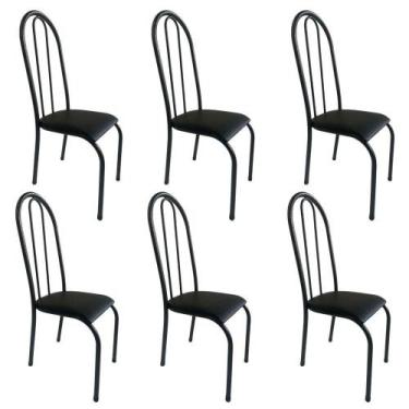 Imagem de Kit 6 Cadeira Sala Jantar Aço Tubolar Cozinha material sintético Junco