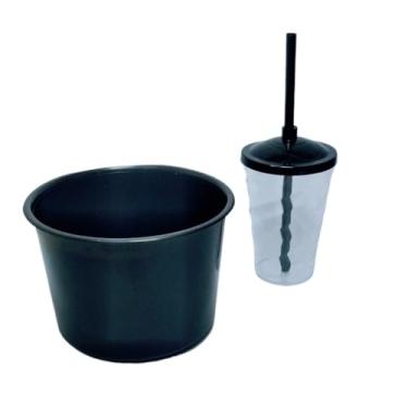 Imagem de Kit 30 Cinema Cristal Balde Pipoca 1,5L + Copo Twister 400ML - festas - aniversário - Lembrancinhas (PRETO/CRISTAL)