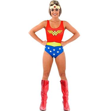 Imagem de Body Mulher Maravilha Fantasia Femenino Adulto M 42-44