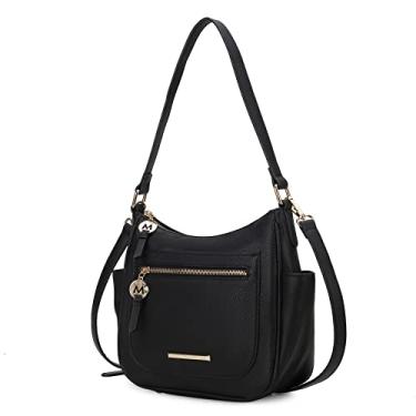 Imagem de MKF Collection Bolsa tiracolo feminina, bolsa de ombro de couro vegano - Bolsa carteiro de mão por Mia K, Wally preta