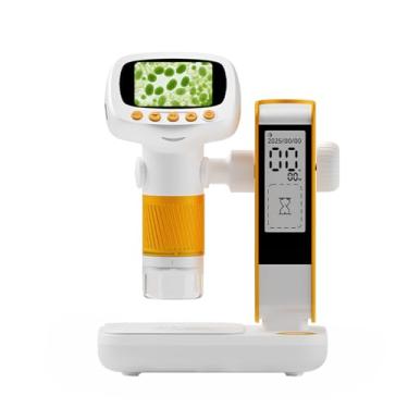 Imagem de Asixxsix Microscópio Portátil para Crianças, Ampliação de 1000x 2 Em 1 Microscópio Digital de Suporte de Mão Com Alarme, Copo de Lupa Recarregável de 2 Polegadas Com 8 Luzes LED