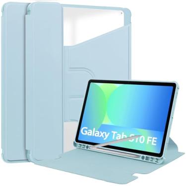 Imagem de YRH Capa protetora para Galaxy Tab S10 FE de 10,9 polegadas 2025, suporte giratório 360 com suporte de caneta para tablet Samsung S10 FE/S9 FE 10,9 polegadas (azul celeste)