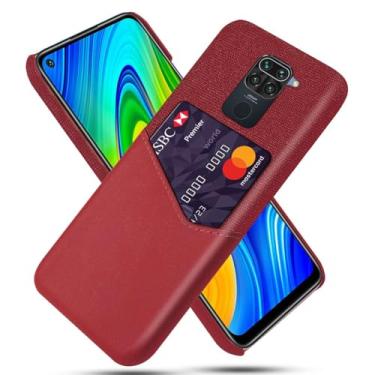 Imagem de Capa para Xiaomi Redmi Note 9,Tela e tampa de couro PU,Antideslizante,360°cobertura completa à prova de choque com 1 slot de cartão atrás,Prevenção de queda-Red