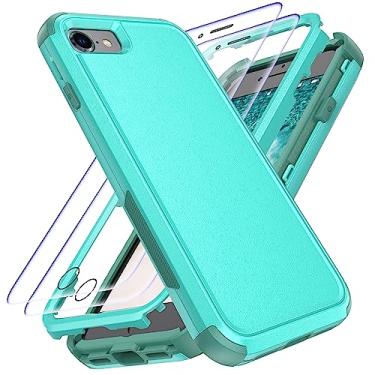 Imagem de YmhxcY Capa para iPhone SE 2022/3rd/2020, capa para iPhone 8/7 com [2 peças] películas flexíveis de EPU, [à prova de choque] [à prova de quedas] capa de proteção para Apple iPhone 8 de 4,7 polegadas / azul / verde