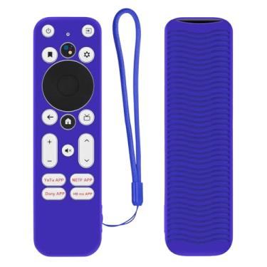 Imagem de Capa protetora de silicone para controle remoto Onn Android TV 4K UHD Stick TV Box, para controle remoto Onn 100024646 100026240, à prova de choque, antiperda com laço (azul)