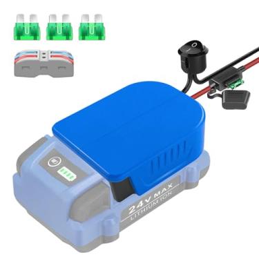 Imagem de Fybemax Adaptador De Roda Elétrica Para Bateria Kobalt 24V, Faça Você Mesmo, Com Fusível E Terminal Fio, Fio Calibre 14, 30 A Botão Interruptor, Caminhões Rc, Brinquedos, Robótica, Luzes Trabalho