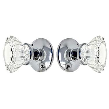 Imagem de Rousso's Reproductions Conjunto de maçanetas francesas de vidro canelado de cristal com todas as ferragens para instalar em um lado de duas portas ou quaisquer duas superfícies sólidas para decoração
