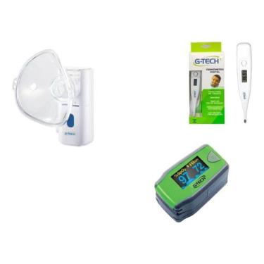 Imagem de Nebulizador e Inalador De Rede + Oximetro Pediatrico + Termometro Axil