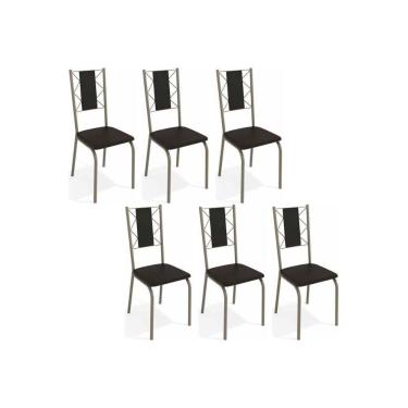 Imagem de Cadeiras De Cozinha Lisboa C076 Kit 6 Un Niquel/preto 110 - Kappesberg