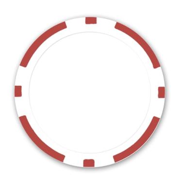 Imagem de DA VINCI 100 fichas de pôquer de 11,5 gramas em branco com 8 listras para uso com etiquetas personalizadas ou impressão UV direta, faça seu próprio conjunto de pôquer personalizado (vermelho)