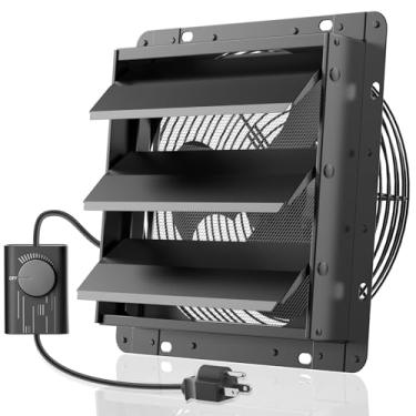 Imagem de HG Power Exaustor de obturador de 25 cm atualizado com controlador de velocidade, ventilador de ventilação de alta velocidade de 647 CFM com tela de malha, ventilador de sótão montado na parede de