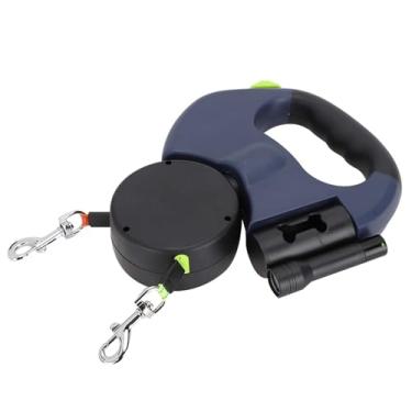 Imagem de Pssopp Condutor de Migração de Cães Expansível Automaticamente Com Luz LED - 360 ° Rotatable Dual Head Leash Ideal para Colméia de Cães de Segurança Noturna (Cinza escuro)