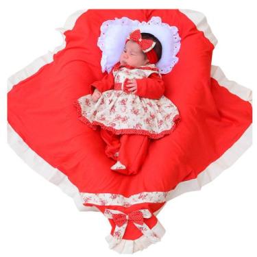 Imagem de Saída de Maternidade Menina Lindinha Floral Vermelha 05 Peças - zanyba