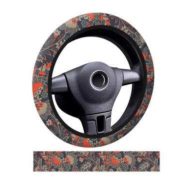 Imagem de ADQWIOVL Capa de volante de carro, capas universais de neoprene antiderrapante de 38 cm, acessórios de carro engraçados para mulheres e homens, ajuste para automóveis, SUVs, caminhões, lindas flores