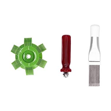 Imagem de Conjunto de ferramentas de limpeza de ar condicionado - Escova de pente condensador de radiador para reparo e manutenção - Escova de pente de plástico e aço inoxidável para aletas AC
