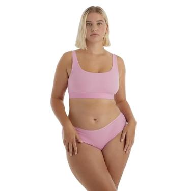 Imagem de Organic Basics Sutiã regata feminino de algodão canelado, Pétala rosa, XPP