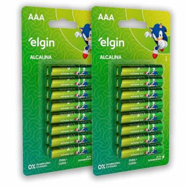 Imagem de Pilha Alcalina AAA Elgin Bateria 3A Palito 32 unidades