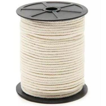 Imagem de Cordão trançado 4x4 de algodão 3mm - 100 metros Macramê, crochê, artesanato, punho de rede.(Cru,100 metros)