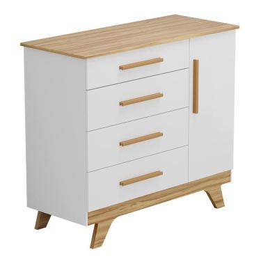 Imagem de Cômoda Infantil Retrô 1 Porta e 4 Gavetas - Móveis Peroba