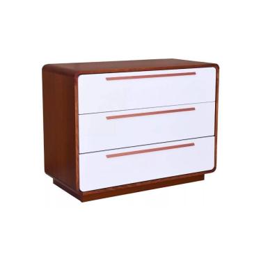 Imagem de Cômoda Infantil Evolutiva Redonda Cor Branca Com Madeira Mel Branco