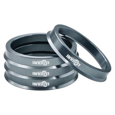 Imagem de LUJIANI Pacote com 4 anéis centrais de cubo de carro universal, ID de 57,1 mm para furo central de 66,6 mm OD, rodas de liga de alumínio, eixo central de absorção de choque, anéis adaptadores de cubo