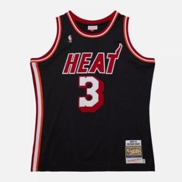 Imagem de Regata NBA Miami Heat #3 Dwyane Wade 2013/2014-Mitchell & Ness-Unissex