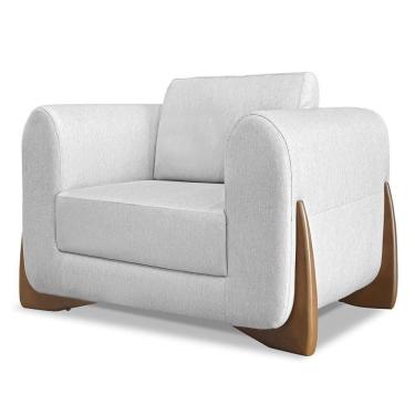 Imagem de Poltrona Para Sala Base De Madeira Izzy S06 Linho Grigio - Mpozenato