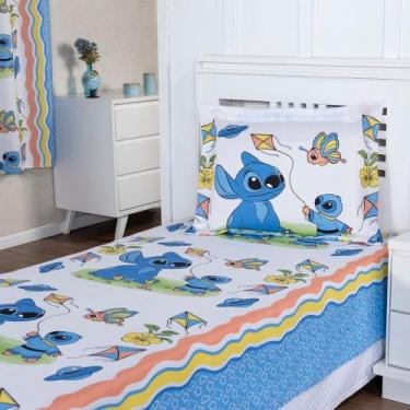 Imagem de Colcha Cobre Leito Infantil Oxford Personalizada Stich Solteiro 02 Peç