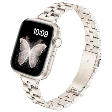 Imagem de G-ficu Pulseiras femininas de metal para Apple Watch de 41 mm, 40 mm, 42 mm (S10/11) de 38 mm, pulseira fina e elegante de aço inoxidável para Apple Watch séries 11, 10, 9, 8, SE, 7, 6, 5, 4, 3